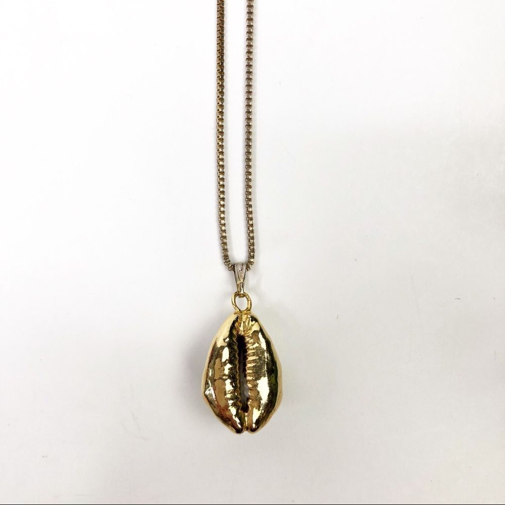 Cowrie Shell 15" Gold Colored Necklace